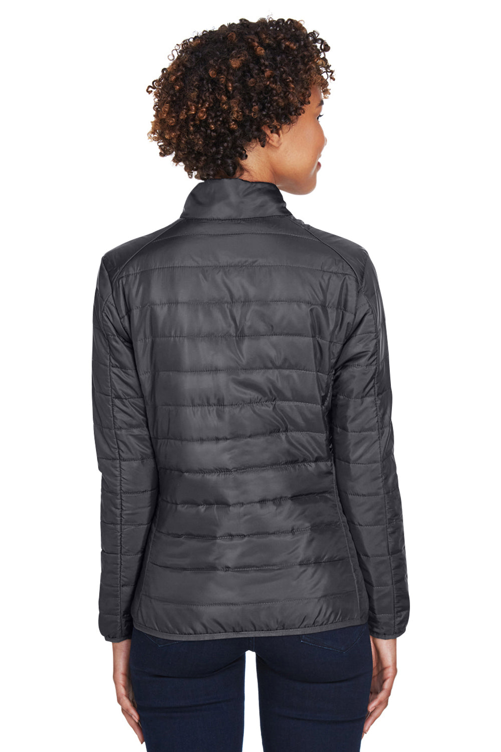 Core 365 CE700W Womens Prevail Packable Puffer Water Resistant Full Zip Jacket Carbon Grey Back