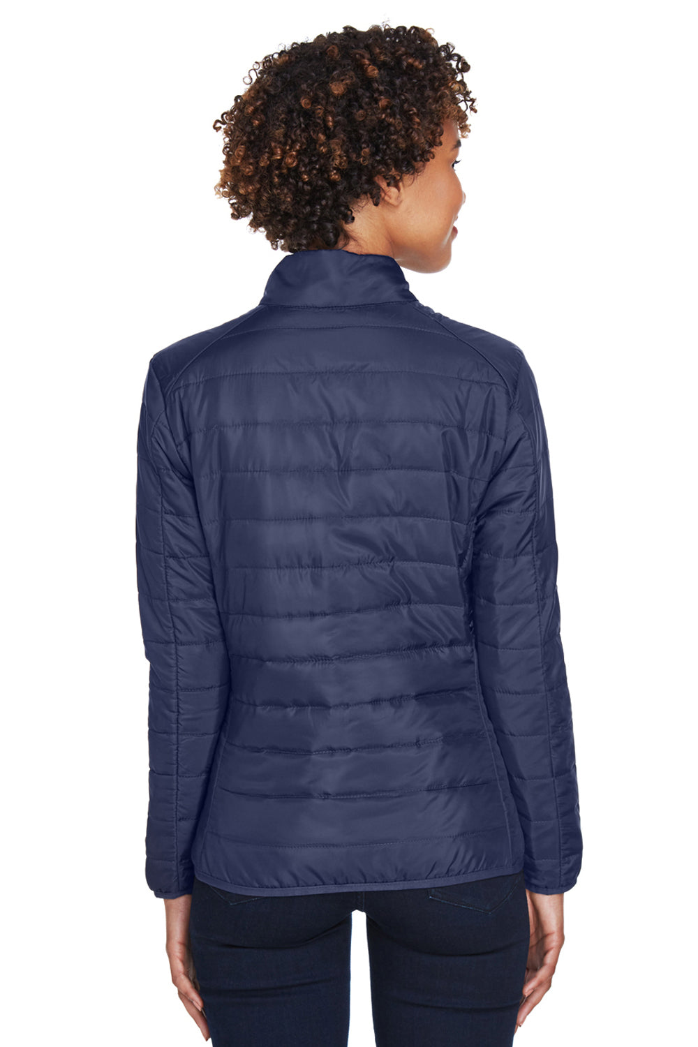 Core 365 CE700W Womens Prevail Packable Puffer Water Resistant Full Zip Jacket Navy Blue Back