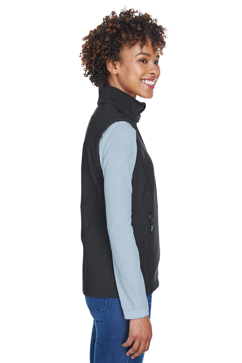 Core 365 CE701W Womens Cruise Water Resistant Full Zip Fleece Vest Black Side
