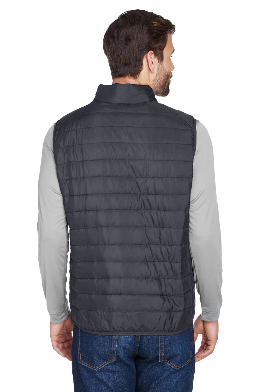 Core 365 CE702 Mens Prevail Packable Puffer Water Resistant Full Zip Vest Carbon Grey Back