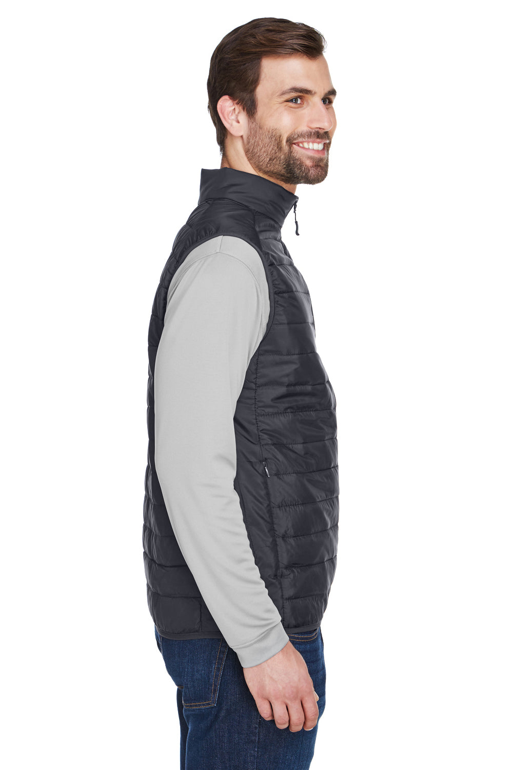 Core 365 CE702 Mens Prevail Packable Puffer Water Resistant Full Zip Vest Carbon Grey Side