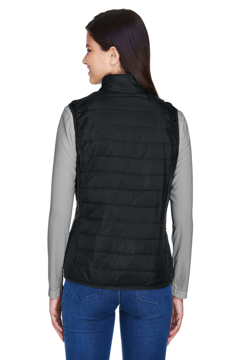 Core 365 CE702W Womens Prevail Packable Puffer Water Resistant Full Zip Vest Black Back