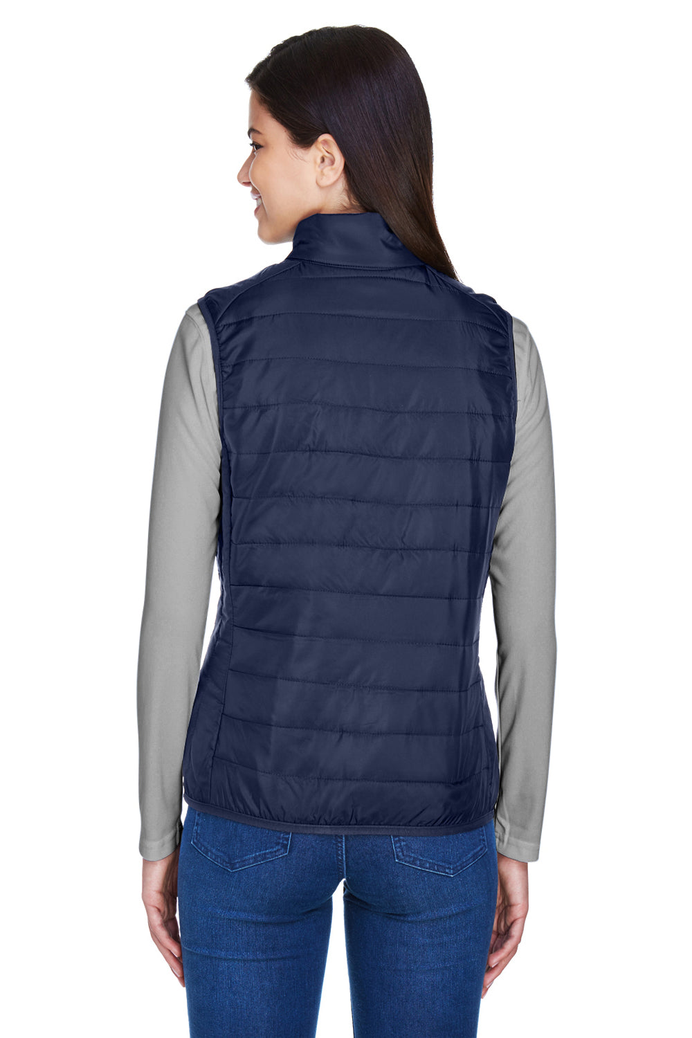 Core 365 CE702W Womens Prevail Packable Puffer Water Resistant Full Zip Vest Navy Blue Back