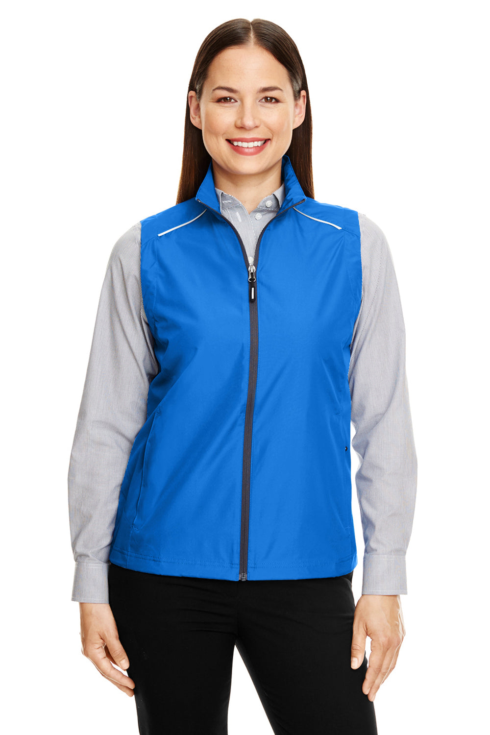 Core 365 CE703W Womens Techno Lite Water Resistant Full Zip Vest Royal Blue Front