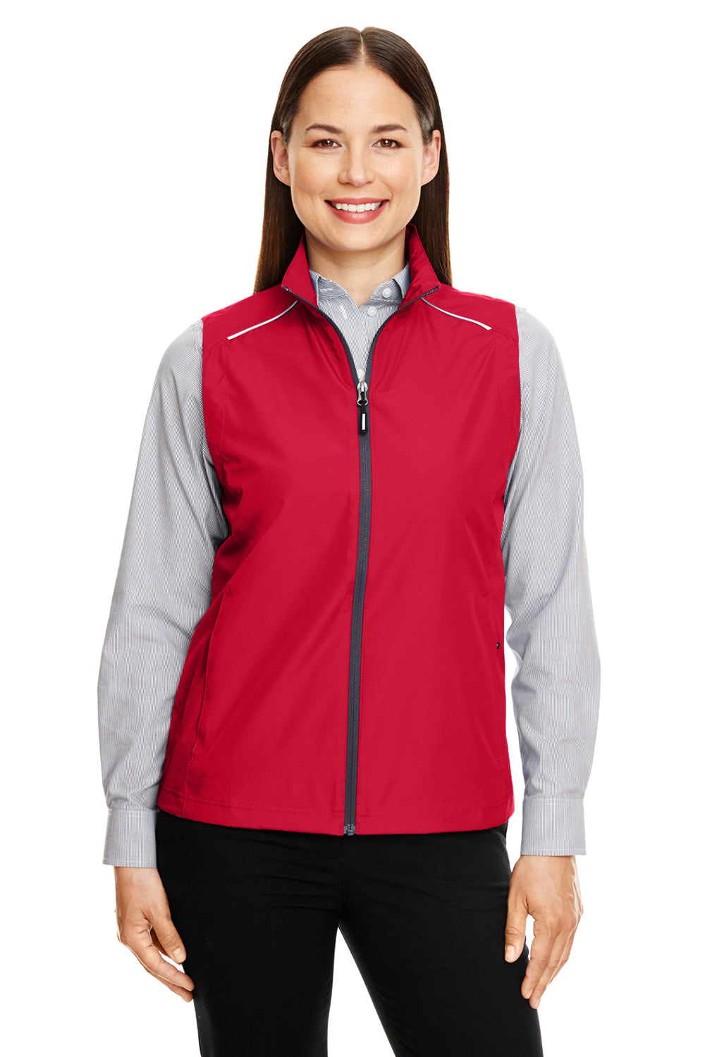 Core 365 CE703W Womens Techno Lite Water Resistant Full Zip Vest Red Front