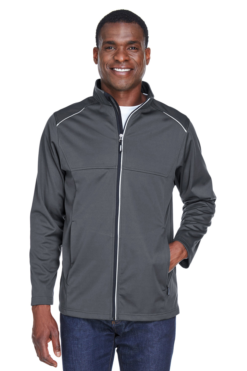 Core 365 CE708 Mens Techno Lite Water Resistant Full Zip Jacket Carbon Grey Front