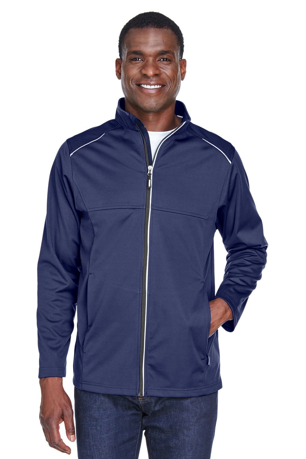 Core 365 CE708 Mens Techno Lite Water Resistant Full Zip Jacket Navy Blue Front