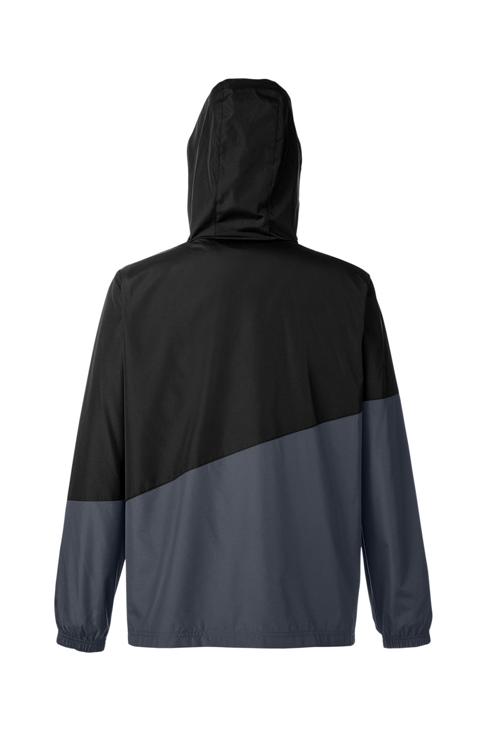 Core 365 CE710 Mens Techno Lite Colorblock Full Zip Windbreaker Jacket Black/Carbon Grey Flat Back