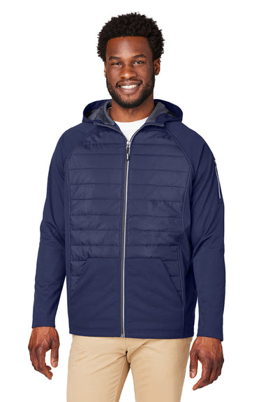 Core 365 CE808 Mens Techno Lite Hybrid Full Zip Hooded Jacket Classic Navy Blue Front