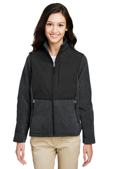 Core 365 CE890W Womens Journey Summit Hybrid Full Zip Jacket Heather Charcoal Grey/Black Front