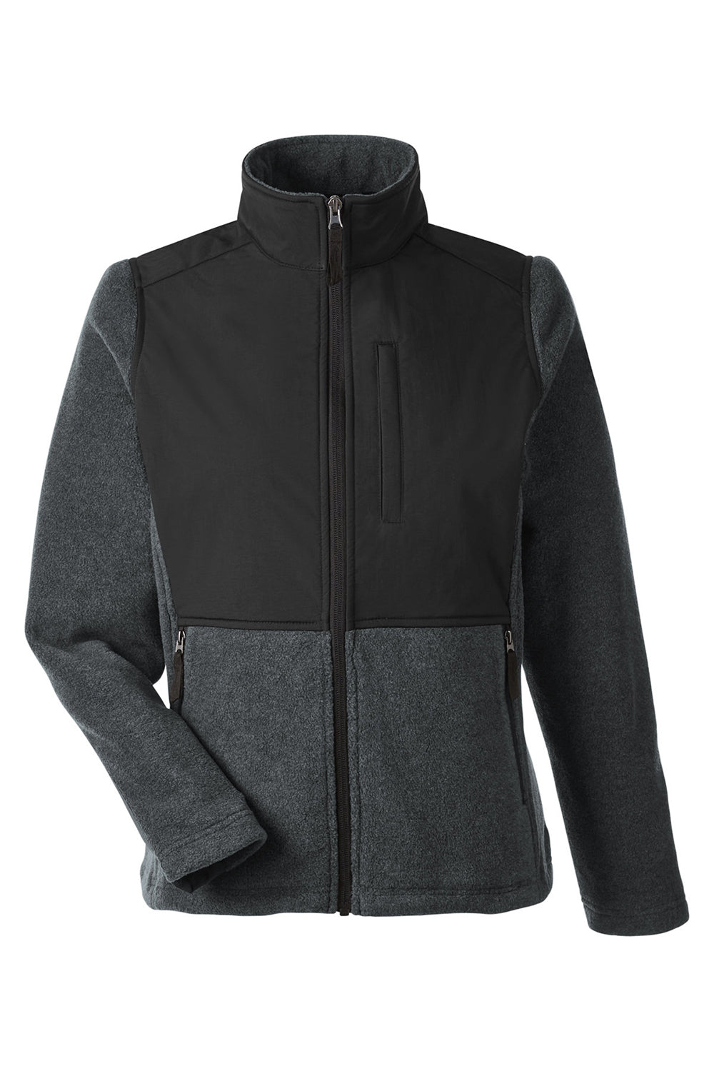 Core 365 CE890W Womens Journey Summit Hybrid Full Zip Jacket Heather Charcoal Grey/Black Flat Front