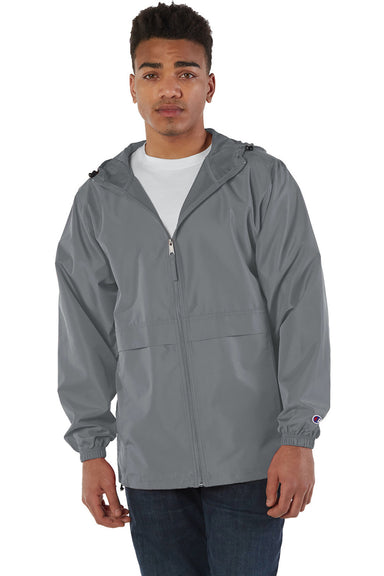 Champion CO125 Mens Full Zip Hooded Anorak Jacket Graphite Grey Front