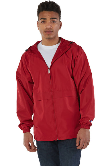 Champion CO125 Mens Full Zip Hooded Anorak Jacket Scarlet Red Front