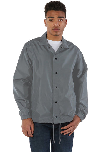 Champion CO126 Mens Snap Down Coach's Jacket Graphite Grey Front