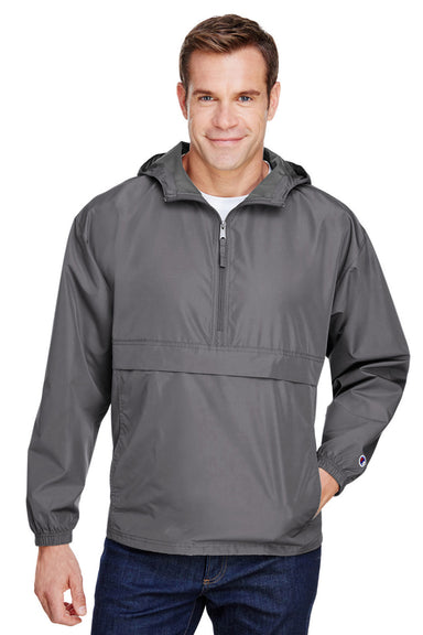 Champion CO200 Mens Packable Anorak 1/4 Zip Hooded Jacket Graphite Grey Front