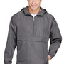 Champion Mens Packable Wind & Water Resistant Anorak 1/4 Zip Hooded Jacket - Graphite Grey