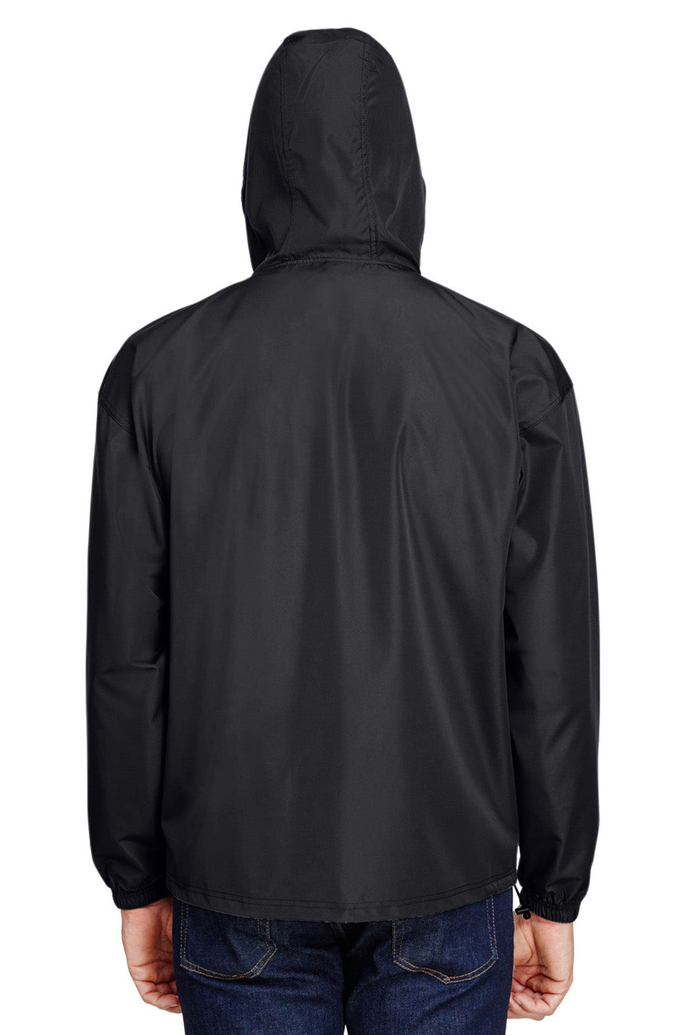 Champion CO200 Mens Packable Anorak 1/4 Zip Hooded Jacket Black Back