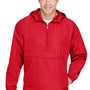 Champion Mens Packable Wind & Water Resistant Anorak 1/4 Zip Hooded Jacket - Scarlet Red