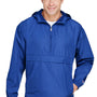 Champion Mens Packable Wind & Water Resistant Anorak 1/4 Zip Hooded Jacket - Athletic Royal Blue