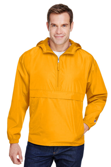 Champion CO200 Mens Packable Anorak 1/4 Zip Hooded Jacket Gold Front