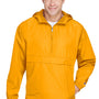 Champion Mens Packable Wind & Water Resistant Anorak 1/4 Zip Hooded Jacket - Gold