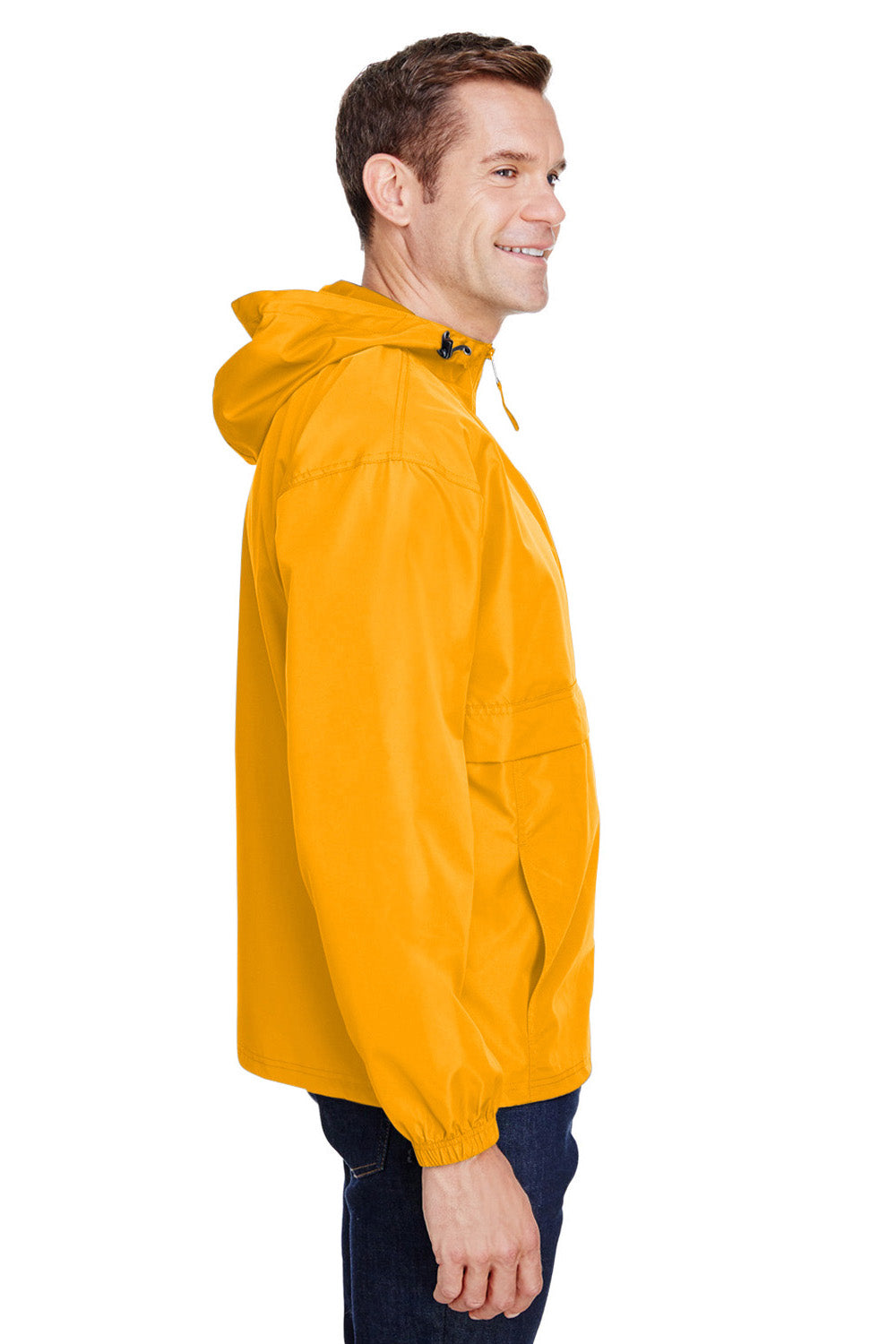 Champion CO200 Mens Packable Anorak 1/4 Zip Hooded Jacket Gold Side