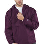 Champion Mens Packable Wind & Water Resistant Anorak 1/4 Zip Hooded Jacket - Maroon