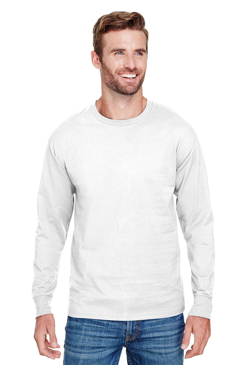 Champion CP15 Mens Long Sleeve Crewneck T-Shirt White Front