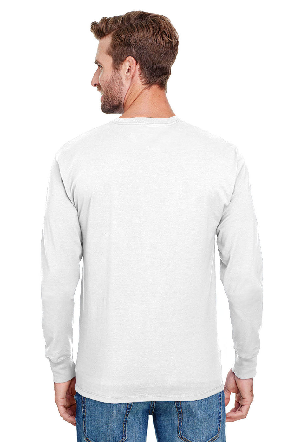 Champion CP15 Mens Long Sleeve Crewneck T-Shirt White Back