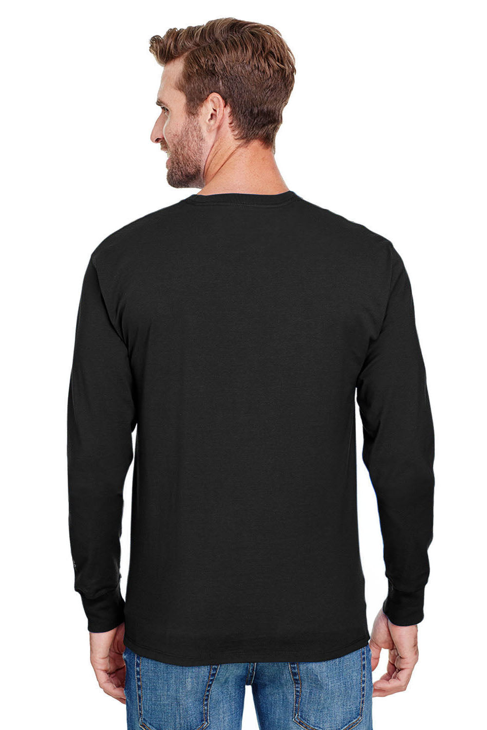 Champion CP15 Mens Long Sleeve Crewneck T-Shirt Black Back