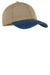 Port & Company CP83 Mens Adjustable Hat Khaki Brown/Navy Blue Front