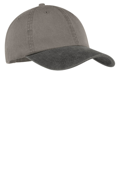 Port & Company CP83 Mens Adjustable Hat Pebble Grey/Black Front