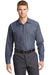 Red Kap CS10 Mens Industrial Moisture Wicking Long Sleeve Button Down Shirt w/ Double Pockets Grey/Blue Front