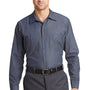 Red Kap Mens Industrial Moisture Wicking Long Sleeve Button Down Shirt w/ Double Pockets - Grey/Blue - Closeout
