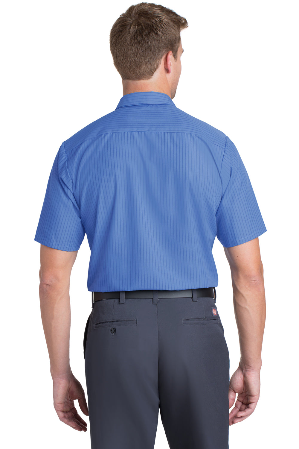 Red Kap CS20/CS20LONG Mens Industrial Moisture Wicking Short Sleeve Button Down Shirt w/ Double Pockets Petrol Blue/Navy Blue Back