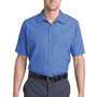 Red Kap Mens Industrial Moisture Wicking Short Sleeve Button Down Shirt w/ Double Pockets - Petrol Blue/Navy Blue