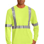 CornerStone Mens Moisture Wicking Long Sleeve Crewneck T-Shirt w/ Pocket - Safety Yellow