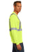CornerStone CS401LS Mens Moisture Wicking Long Sleeve Crewneck T-Shirt w/ Pocket Safety Yellow Side