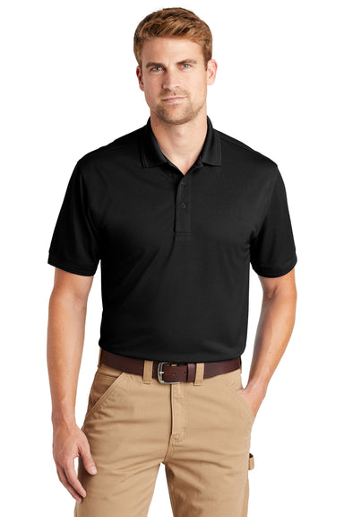 CornerStone CS4020 Mens Industrial Moisture Wicking Short Sleeve Polo Shirt Black Front