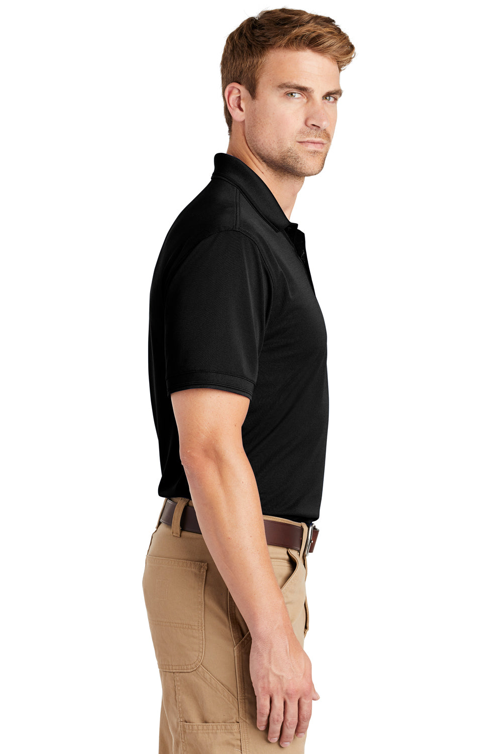 CornerStone CS4020 Mens Industrial Moisture Wicking Short Sleeve Polo Shirt Black Side