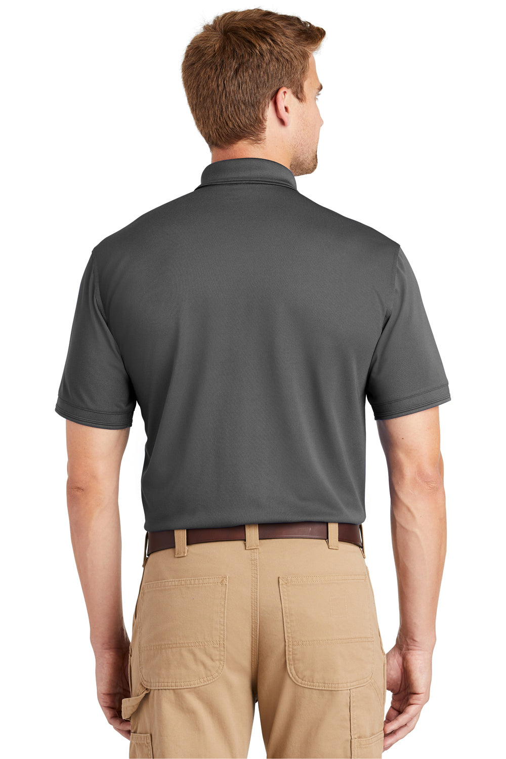 CornerStone CS4020 Mens Industrial Moisture Wicking Short Sleeve Polo Shirt Charcoal Grey Back