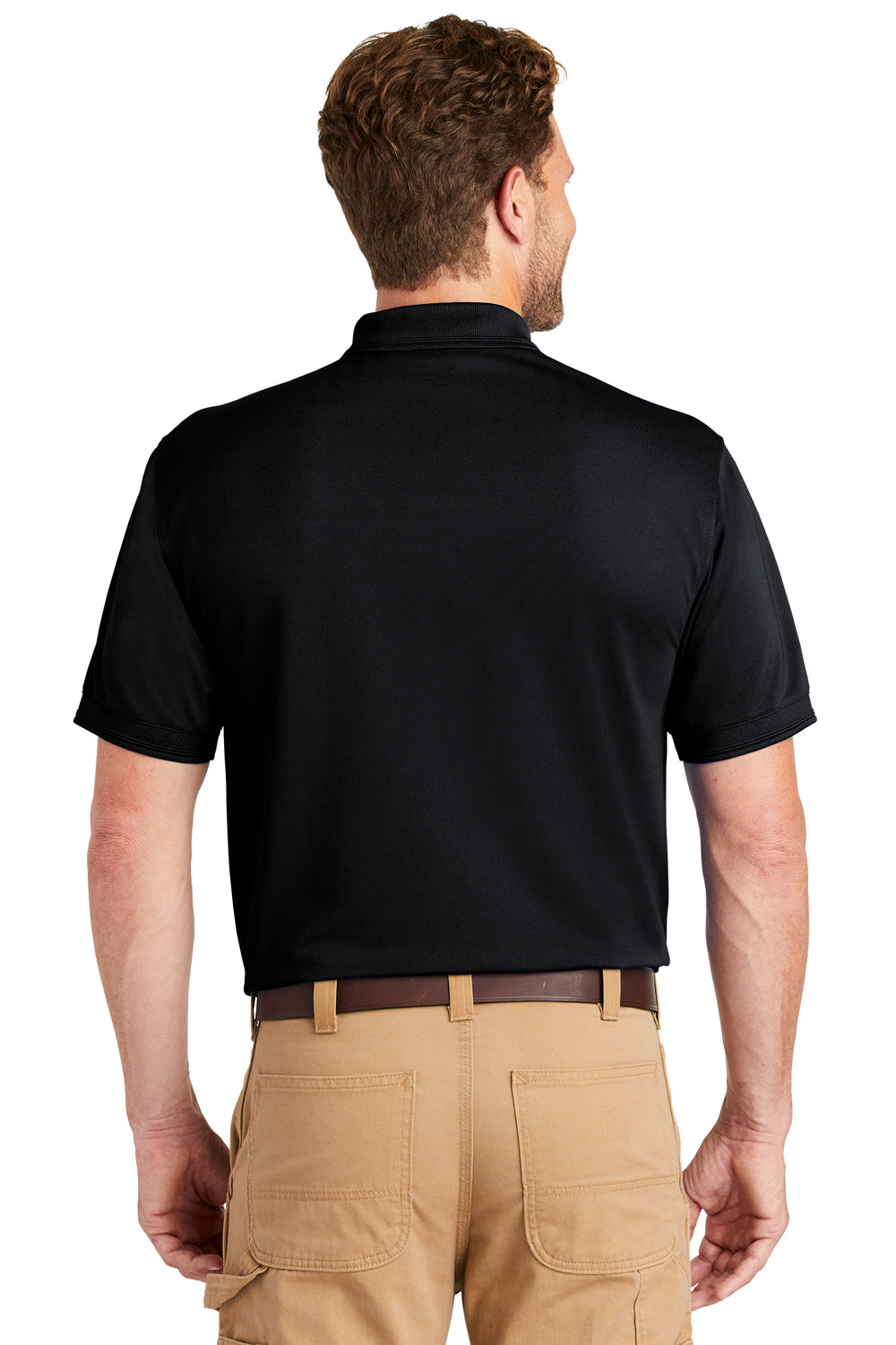 CornerStone CS4020P Mens Industrial Moisture Wicking Short Sleeve Polo Shirt w/ Pocket Navy Blue Back