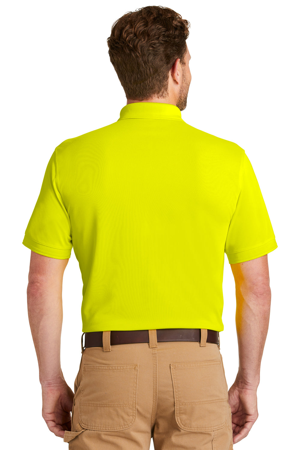 CornerStone CS4020P Mens Industrial Moisture Wicking Short Sleeve Polo Shirt w/ Pocket Safety Yellow Back
