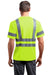 CornerStone CS408 Mens Moisture Wicking Short Sleeve Crewneck T-Shirt w/ Pocket Safety Yellow Back