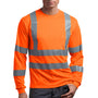 CornerStone Mens Moisture Wicking Long Sleeve Crewneck T-Shirt w/ Pocket - Safety Orange