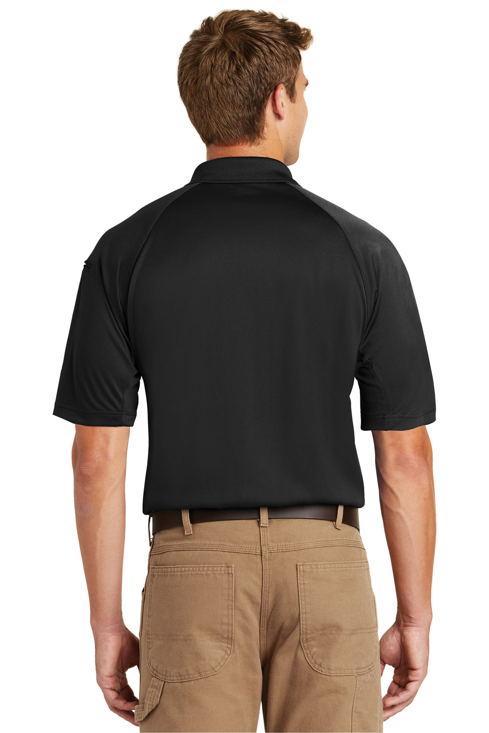 CornerStone CS410 Mens Select Tactical Moisture Wicking Short Sleeve Polo Shirt Black Back