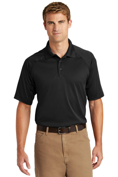 CornerStone CS410 Mens Select Tactical Moisture Wicking Short Sleeve Polo Shirt Black Front