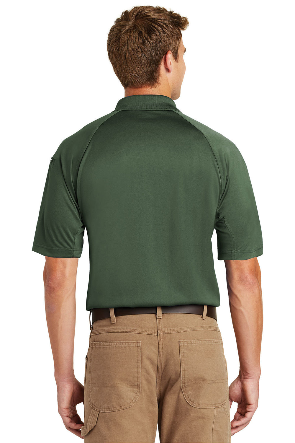 CornerStone CS410 Mens Select Tactical Moisture Wicking Short Sleeve Polo Shirt Dark Green Back