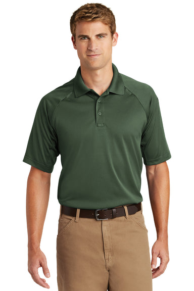 CornerStone CS410 Mens Select Tactical Moisture Wicking Short Sleeve Polo Shirt Dark Green Front