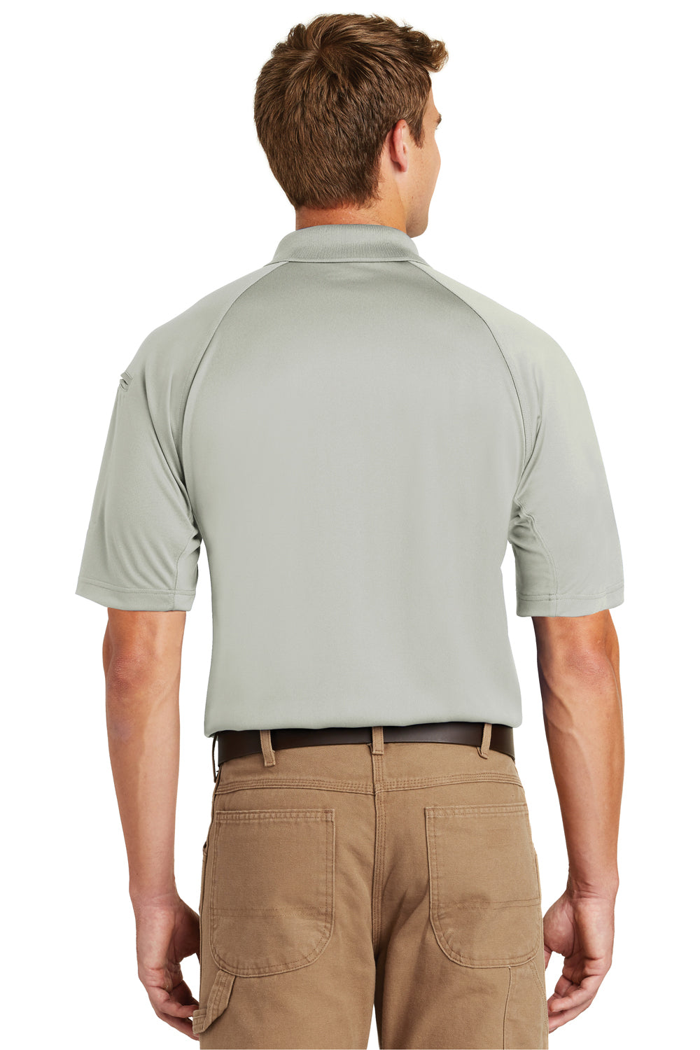 CornerStone CS410 Mens Select Tactical Moisture Wicking Short Sleeve Polo Shirt Light Grey Back